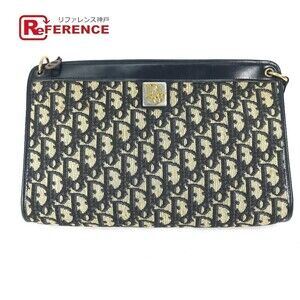 Dior Trotter Shoulder Bag Canvas Leather Navy Blue